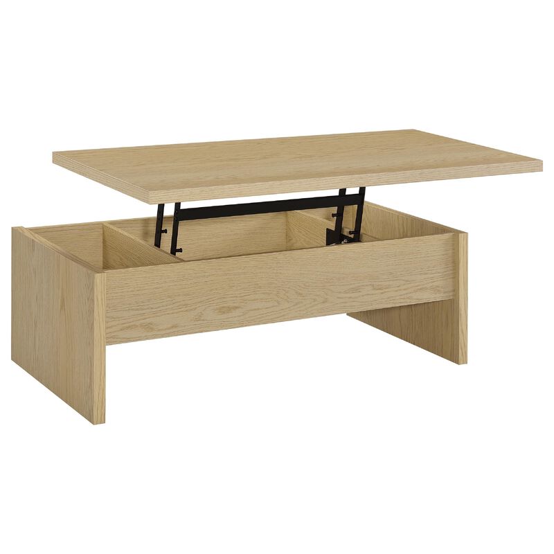 Kerra Lift-Top Coffee Table, Hidden Storage, Light Oak Wood 47 Inch image number 5
