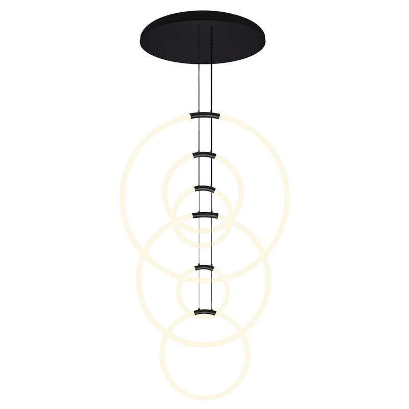 CWI Lighting Hoops 6 Light LED Chandelier With Black Finish