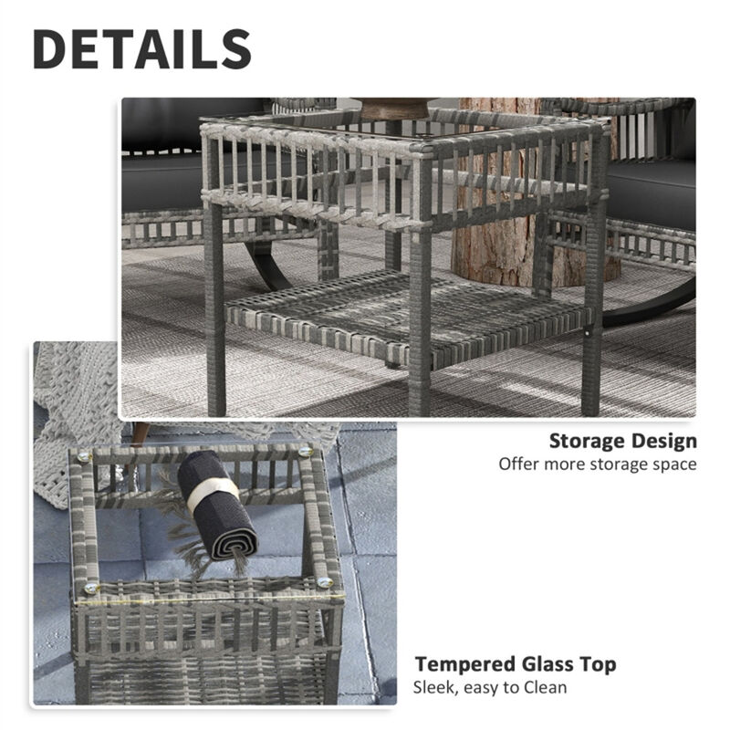 Rattan Rocking Chair for Patio, Garden, or Balcony with Comfortable Seat image number 6