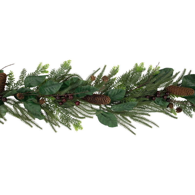 6' Mixed Foliage with Pine Cones and Berries Christmas Garland  Unlit image number 5
