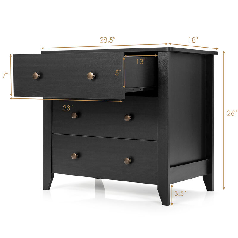 3 Drawer Dresser Chest of Drawers Bedside Table image number 3