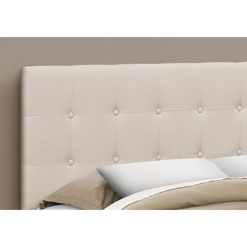 Monarch Specialties I 6004Q Bed, Headboard Only, Queen Size, Bedroom, Upholstered, Linen Look, Beige, Transitional