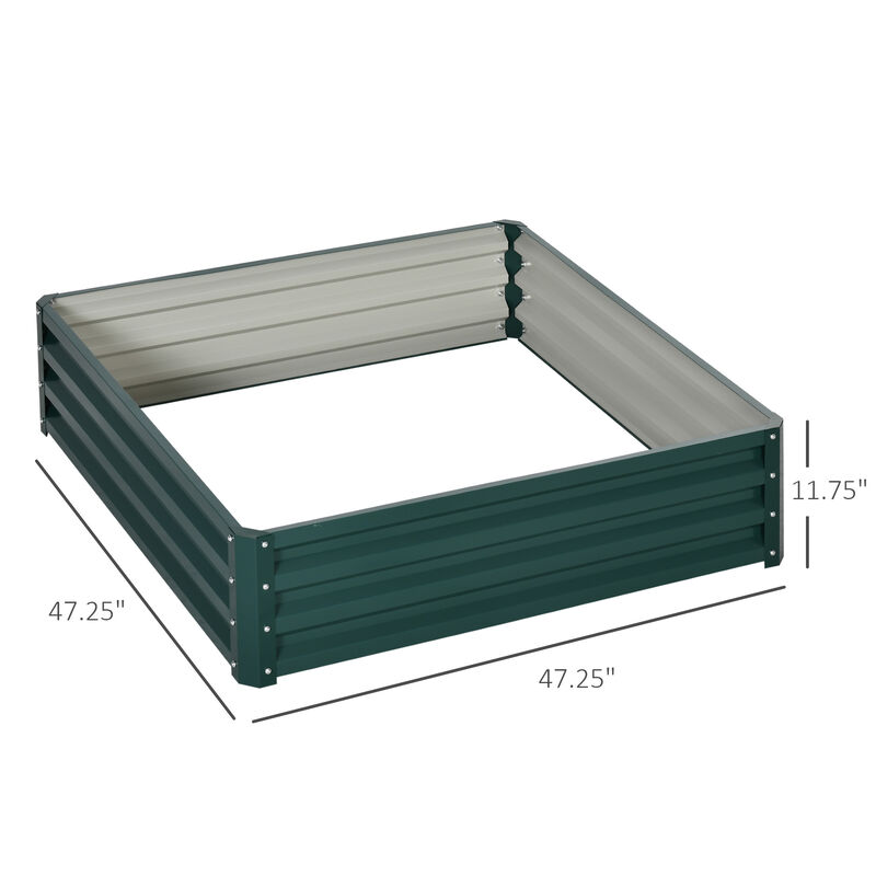Outsunny Galvanized Raised Garden Bed, 4' x 4' x 1' Metal Planter Box, for Growing Vegetables, Flowers, Herbs, Succulents, Green