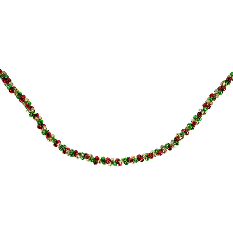 5' Green  Gold and Red Jingle Bell Christmas Garland  Unlit image number 4