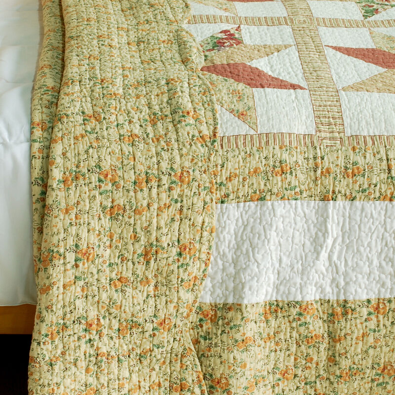 Queen Size Cotton 3-Piece Quilted Printed Quilt Set with Matching Pillow Shams image number 3
