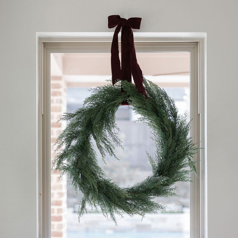 30" Faux Evergreen Cedar Wreath image number 8