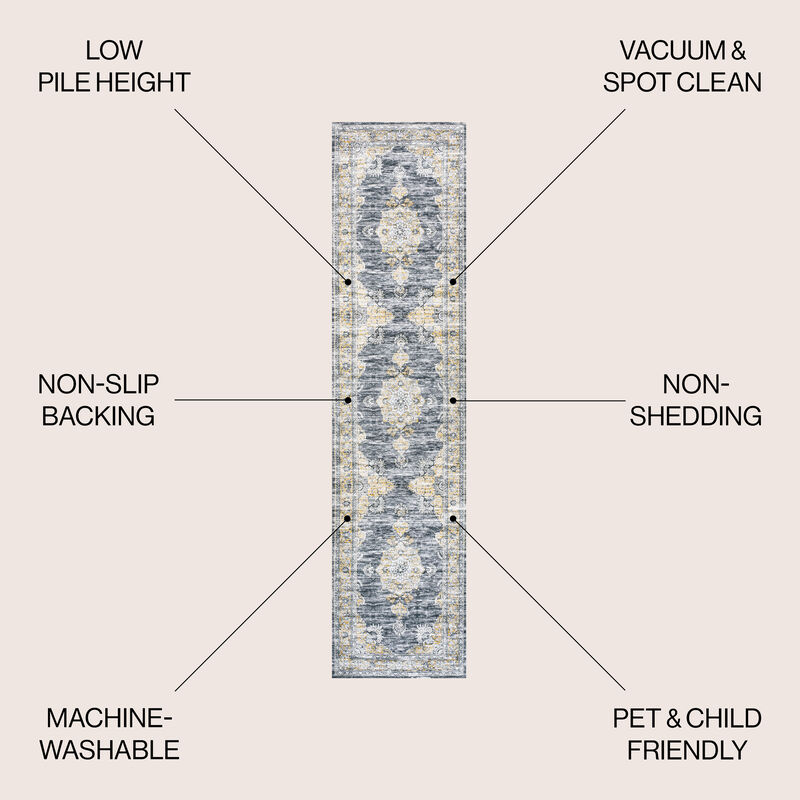 Bausch Bohemian Distressed Chenille Machine-Washable Dark Gray/Blue