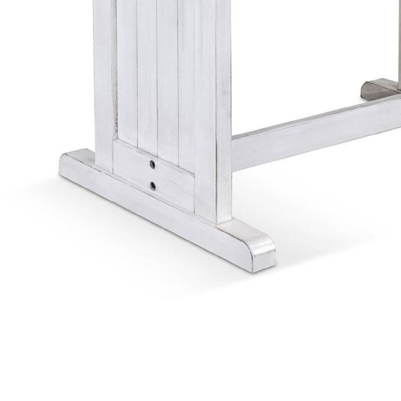 Sime Dining Table, 60 Inch Rectangular Plank Top, Off White Wood