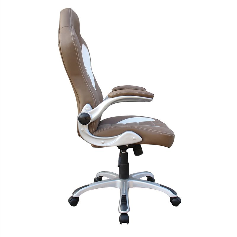 Techni Mobili High Back Executive Sport Race Office Chair with Flip-Up Arms. Color: Camel