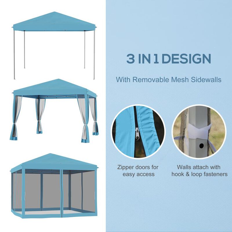 Hivvago 10' x 10' Pop Up Canopy Tent with Netting and Carry Bag image number 3