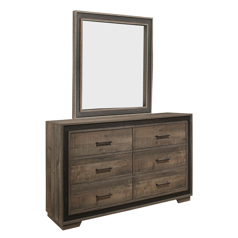 Shelli 4 Pc Queen Size Bedroom Set, Wood Planks, Mahogany Brown