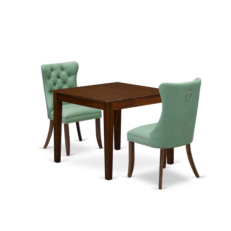 3 Piece Dining Room Table Set Contains a Square Solid Wood Table