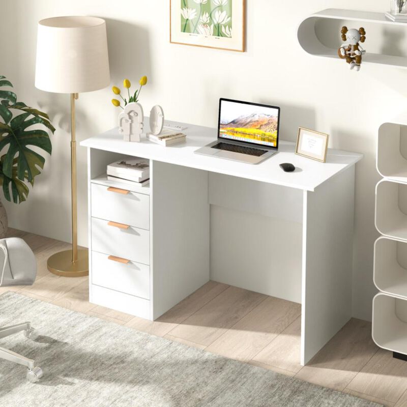 Hivvago Home Office Desk with Power Outlet 3 Storage Drawers and Open Compartment