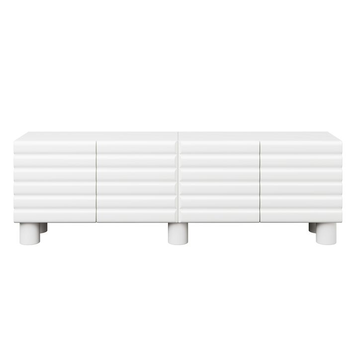 Merax Stylish Thick Wavy Door TV Cabinet with Adjustable Shelves