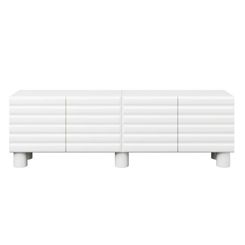 Merax Stylish Thick Wavy Door TV Cabinet with Adjustable Shelves