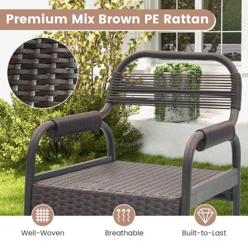 Hivvago 5 Piece Rattan Counter Set with 4 Stools and Polywood Bar Table