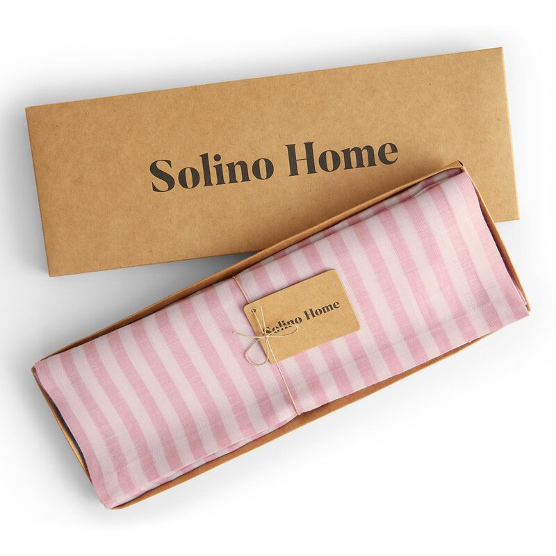Solino Home Amalfi Stripe 100% Linen Placemats &ndash; Set of 4, 14 x 19 in, Machine Washable, Holiday and Everyday Dining