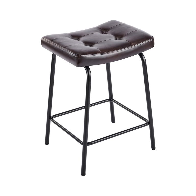 HomeRoots Set of Two Faux Leather and Metal Counter Height Bar Chairs image number 4