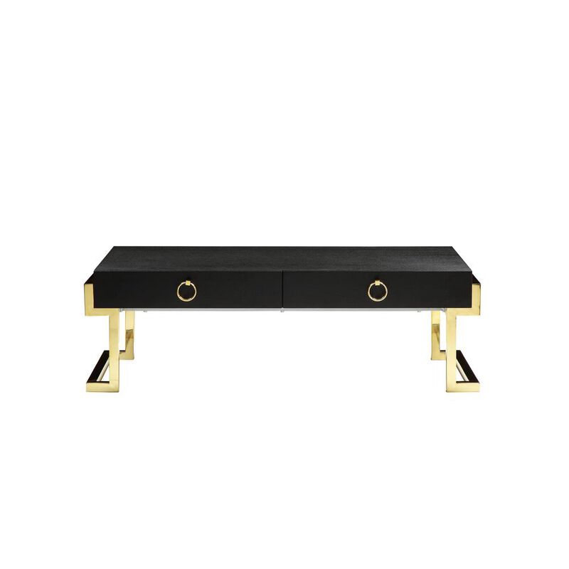 90210 Furniture Julia Coffee Table In Black Ash Veneer And Gold