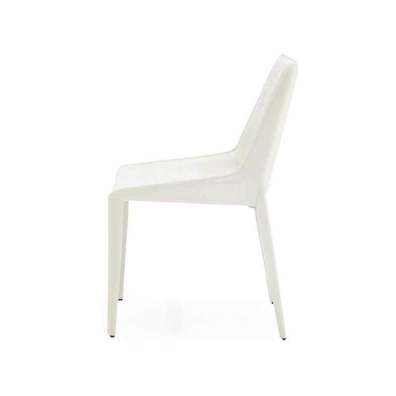 Modrest Halo - Modern Ivory Saddle Leather Dining Chair Set of 2