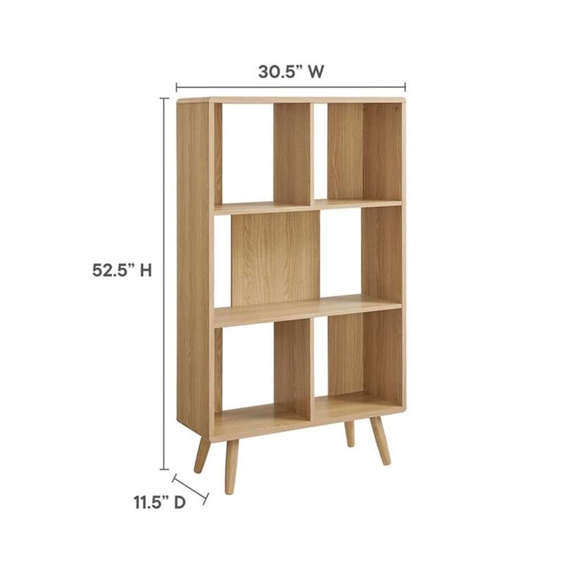 Modway EEI-5743-CHA Transmit 5 Shelf Wood Grain Bookcase, Charcoal image number 2