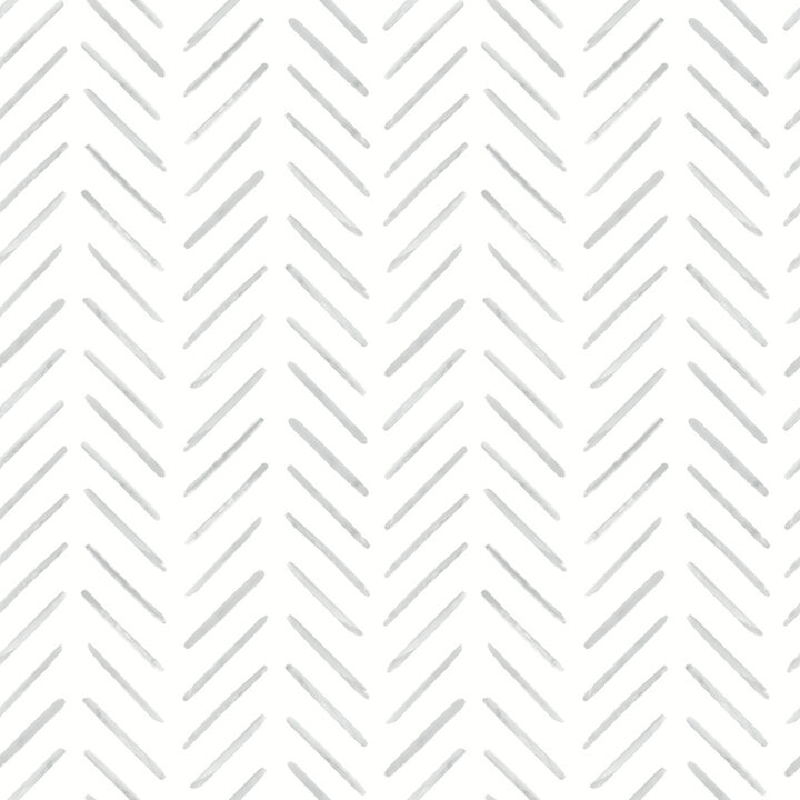 Painted Herringbone Fog Peel & Stick Wallpaper