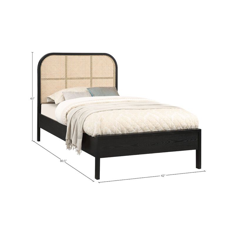 Meridian Furniture Siena Black Ash Wood Twin Bed