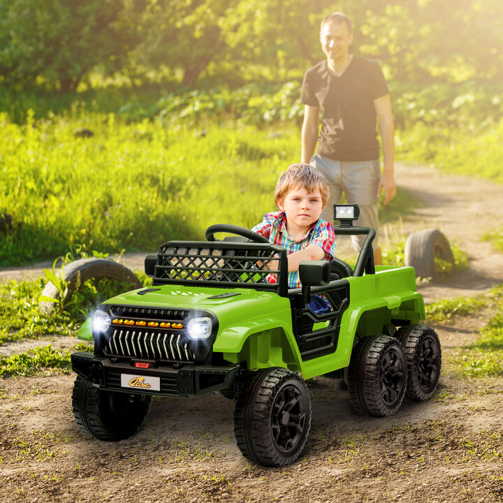 BreeBe 12V 4x4 Kids Electric Car w/ 2WD/4WD Switchable, Remote Control, Spring Suspension System, Back Trailer