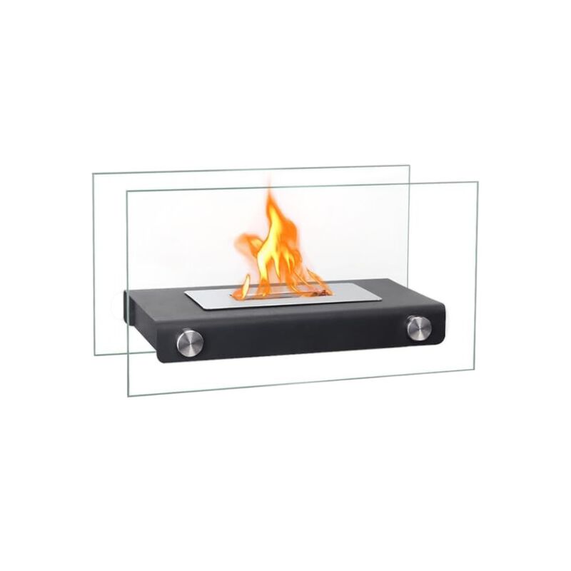 HomeRoots 14" Black And Silver Metal BioEthanol Portable Firepit image number 0