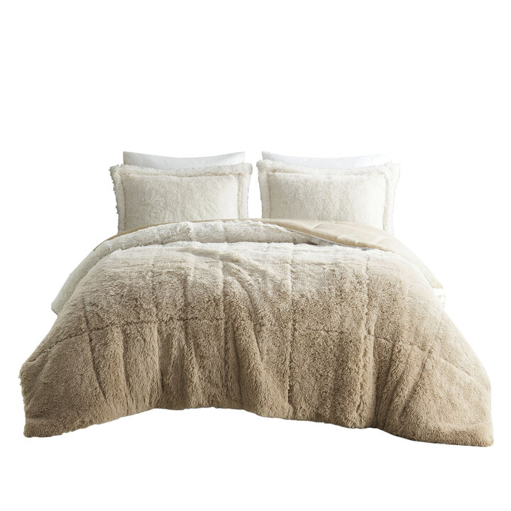 Gracie Mills Ethel Faux Fur Ombre Shag Comforter Set