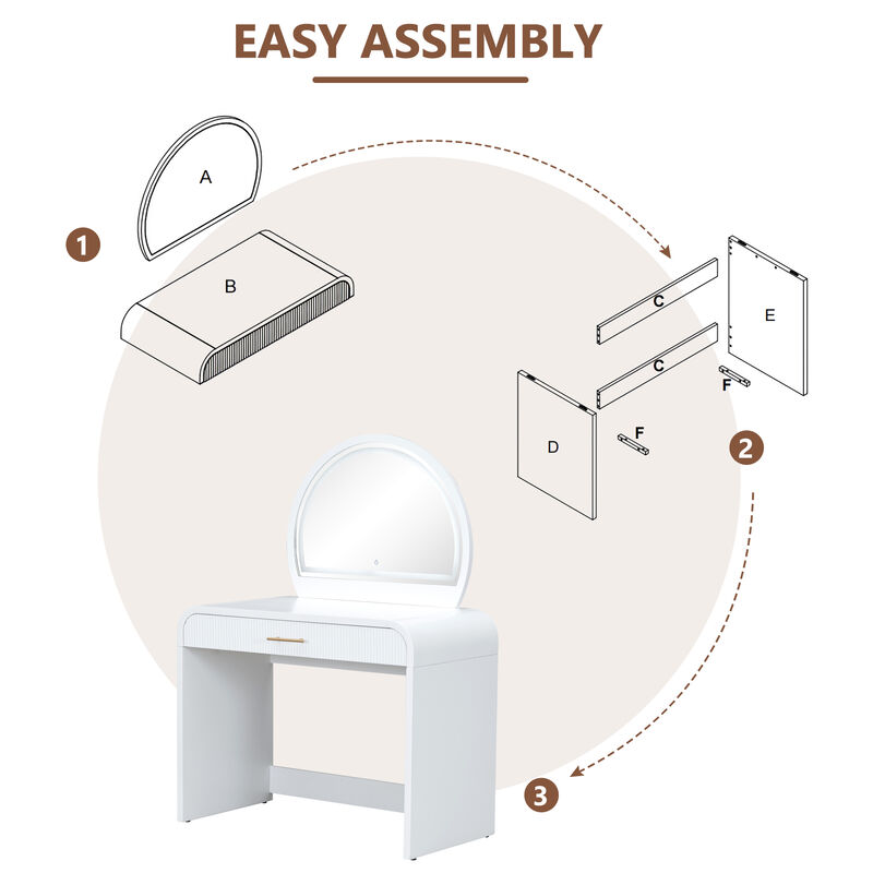 Merax Makeup Vanity Table with Touch Screen Lighted Mirror