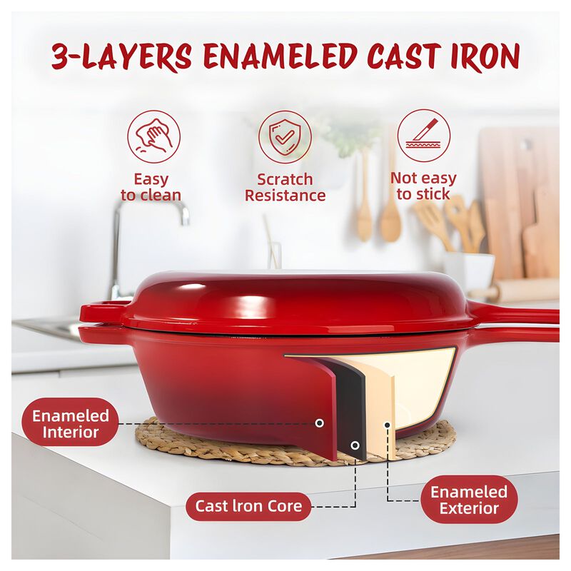 2-in-1 Enameled Dutch Oven & Skillet Set image number 2