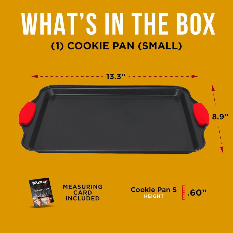 Nonstick Cookie Sheet Pan Carbon Steel Oven Tray Sheet Pan with Red Silicone Handles - Bakeware Pan Tray with Gray Coating Inside & Outside