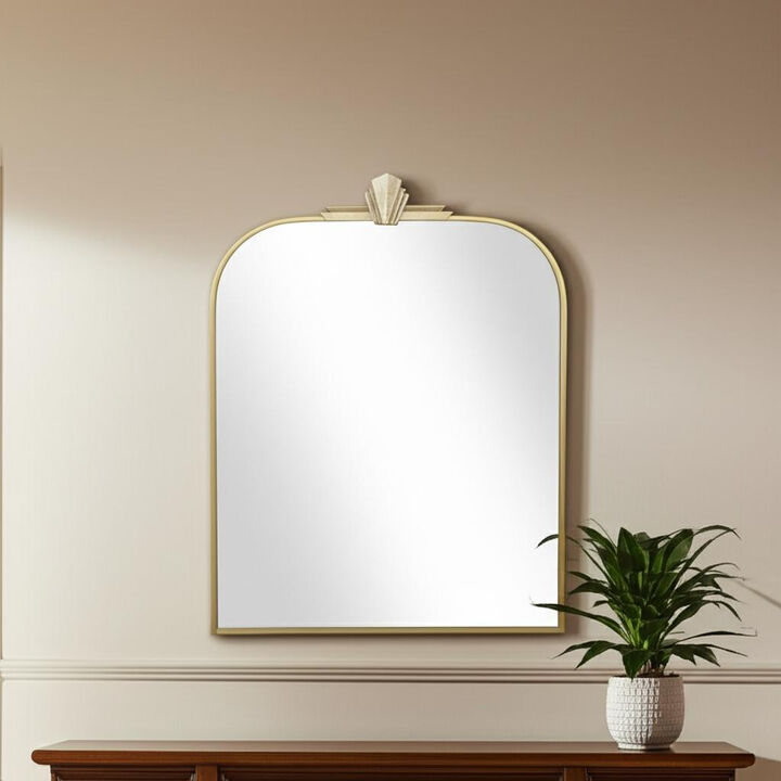 HomeRoots 31" Gold Metal Art Deco Arch Accent Mirror