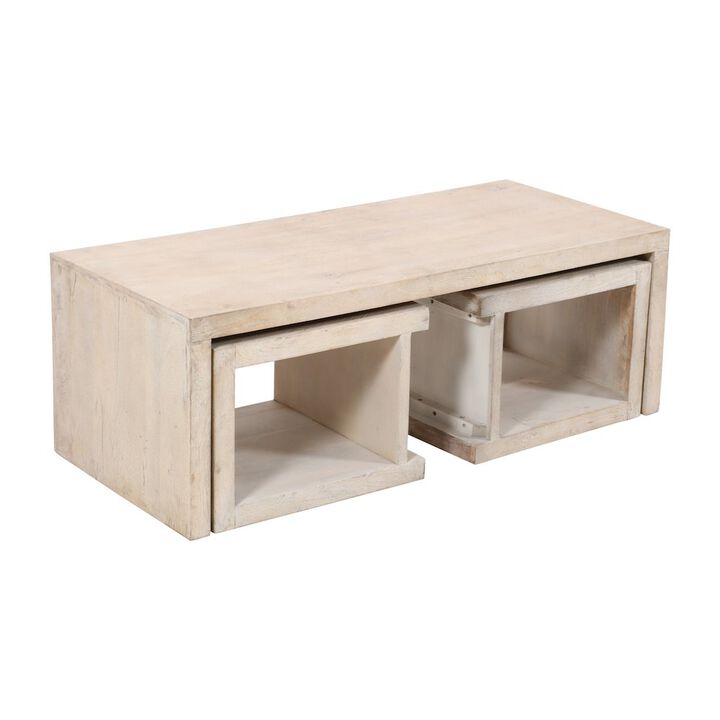 Mir 3-Piece Coffee and End Table Set in Brushed White