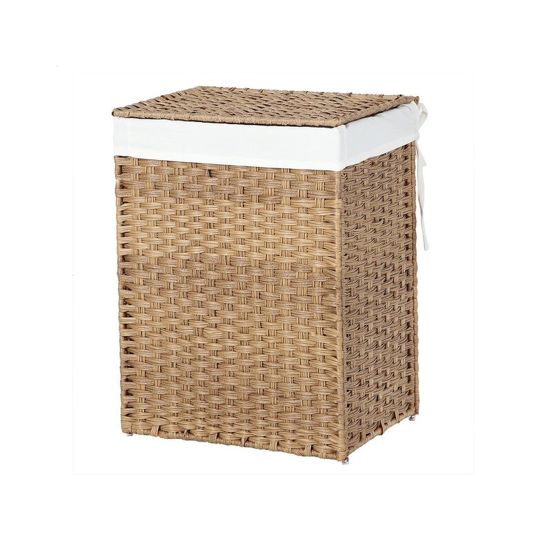 Laundry Hamper with Lid &ndash; Durable Synthetic Rattan Basket for Clothes, Towels & Family Laundry