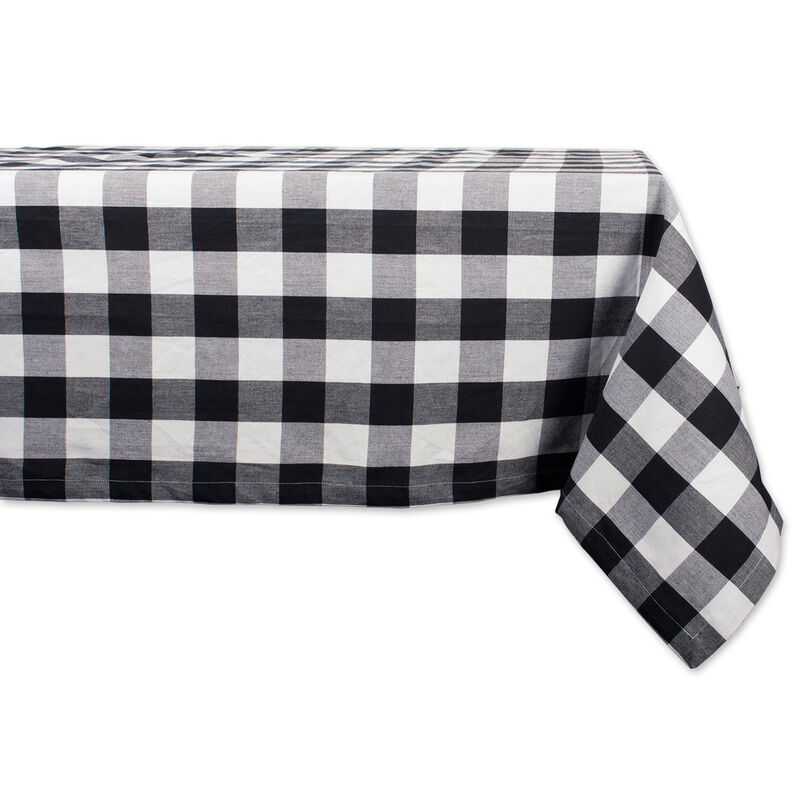 Black and White Buffalo Check Designed Tablecloth 52"