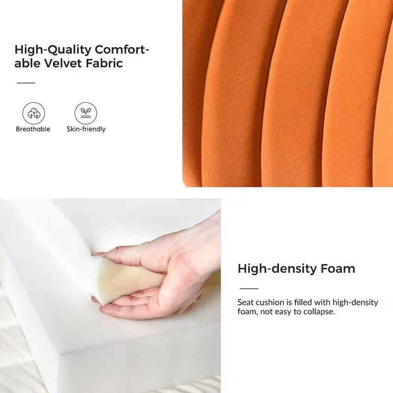 Hivvago Velvet Upholstered Wingback Accent Side Chair w/ Gold Metal Legs