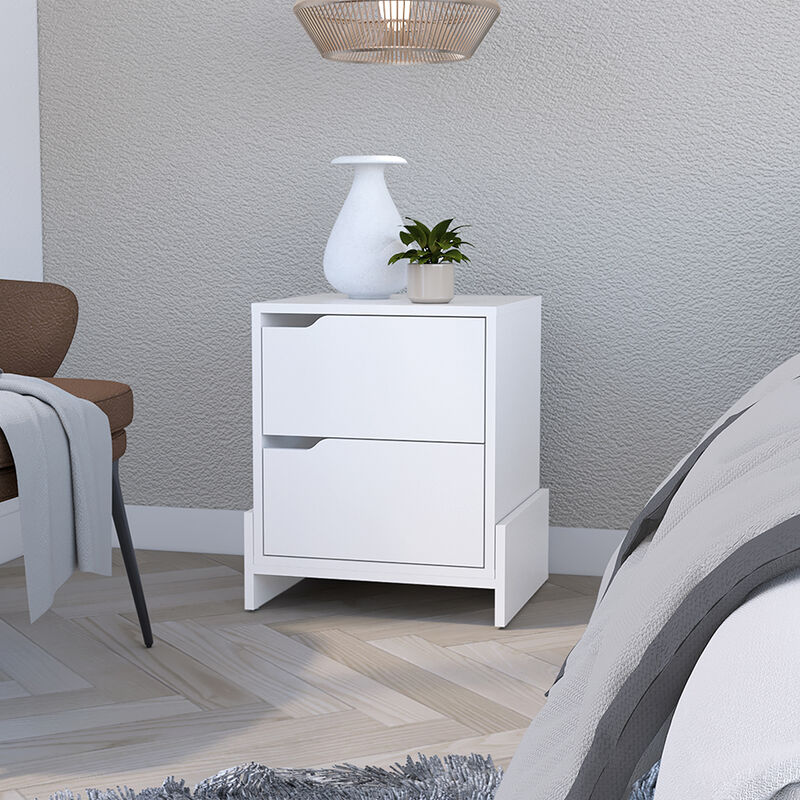 Streamdale Brookland Nightstand: Double Drawers, Sturdy Base