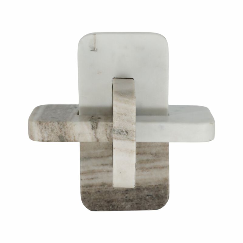 9" Onyx & White Marble Knot, White/tan image number 0