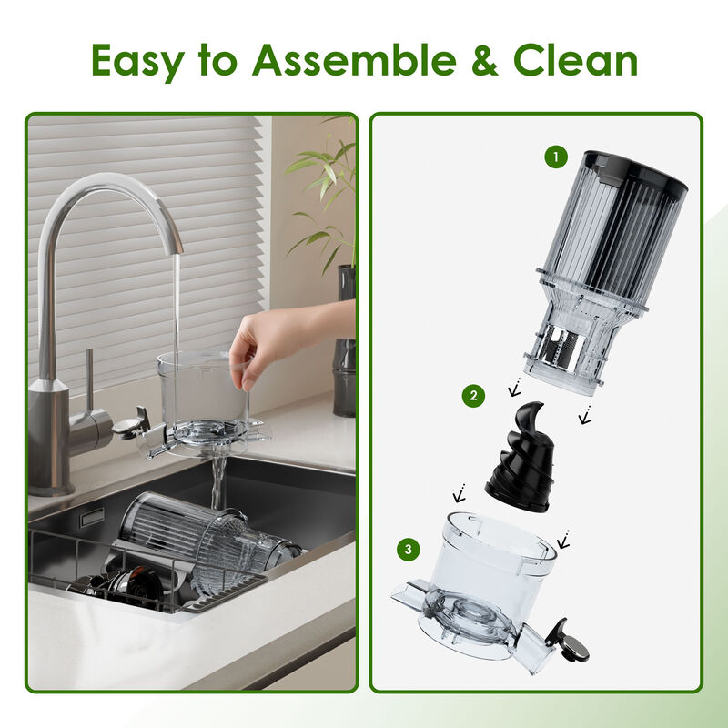 WHALLULTRA Cold Press Juicer Machine with Touchscreen, Slow Masticating Juicer with 4.5" Extra Large Feed Chute, Reverse Function, Easy to Clean image number 7