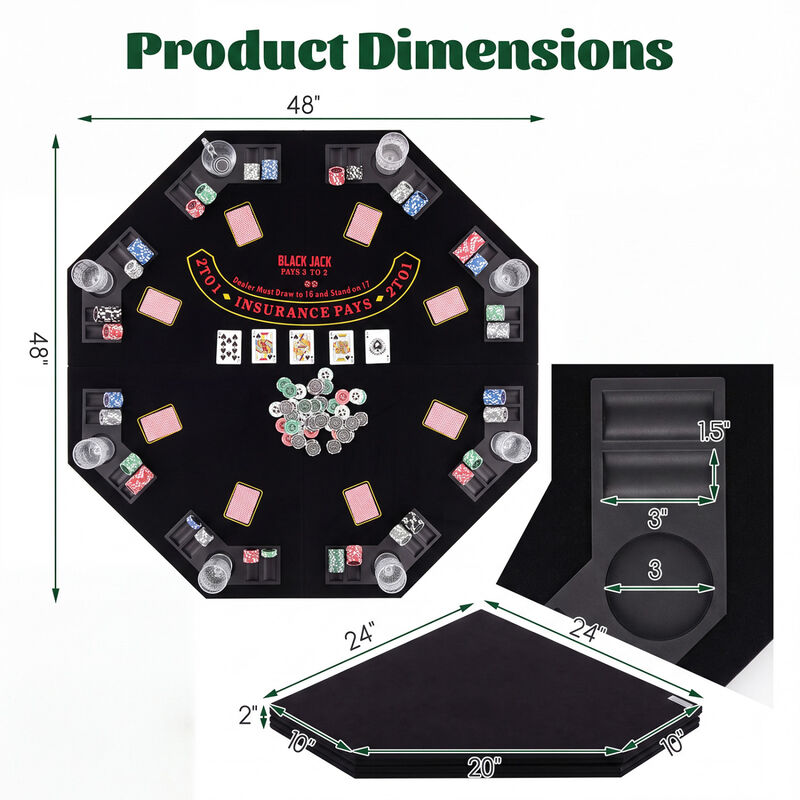 Portable 8 Player Poker Table Top with Built In Cup Holders and Chip Trays image number 2
