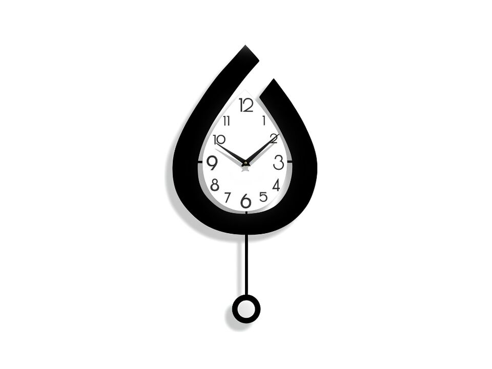 11.8" x 22.4" Decorative Wall Clock - Modern Pendulum Silent Non-Ticking Battery Operated for Living Room & Office