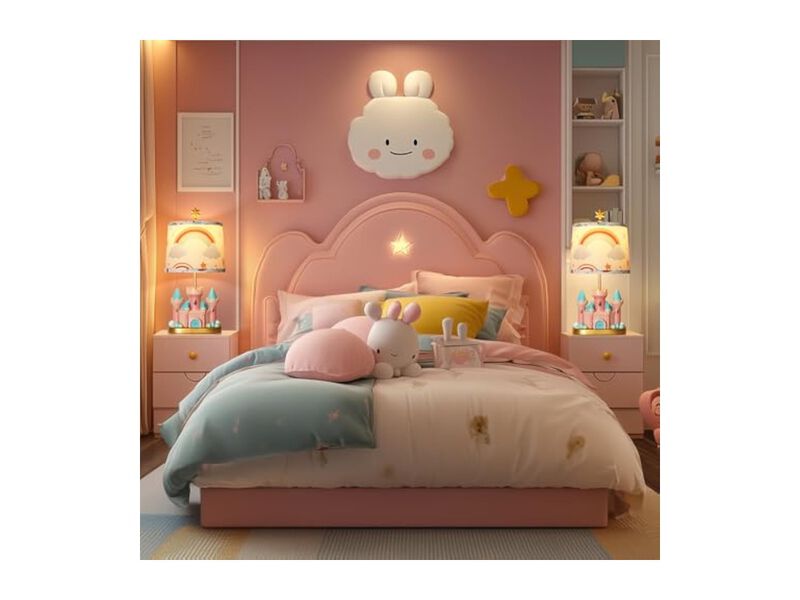 LED Princess Desk Lamp For Bedroom Nightstand Bedside Bulbs Included Pink image number 3