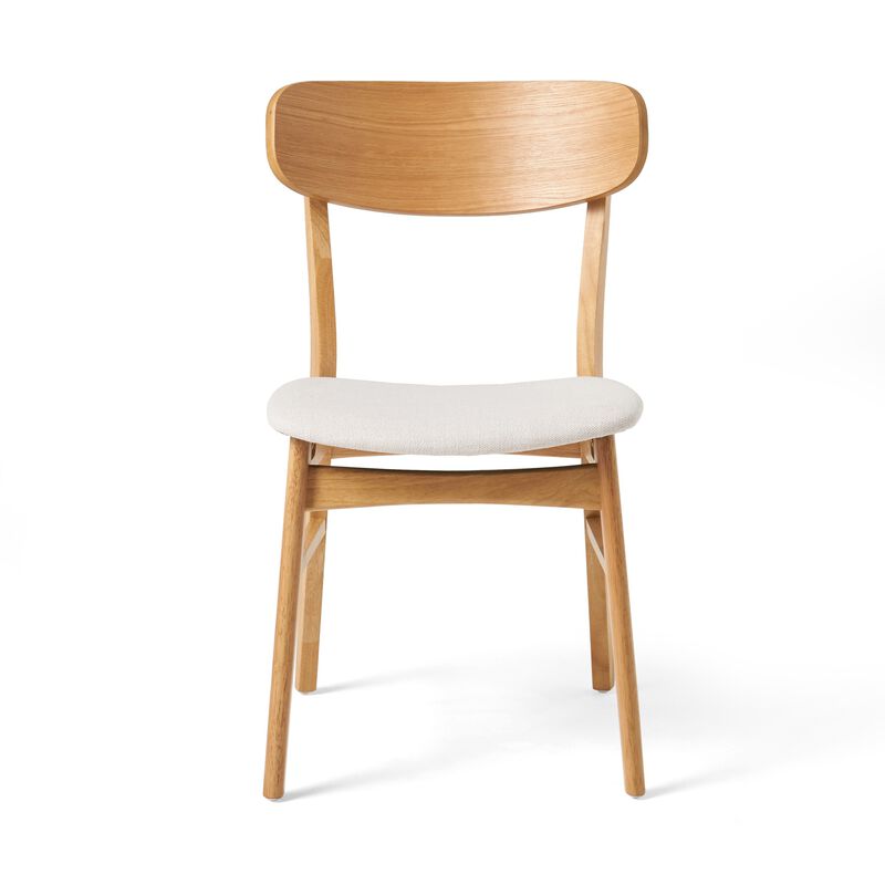 Mexy Dining Side Chair Set of 2, Open Curved, Light Beige, Brown Wood image number 2