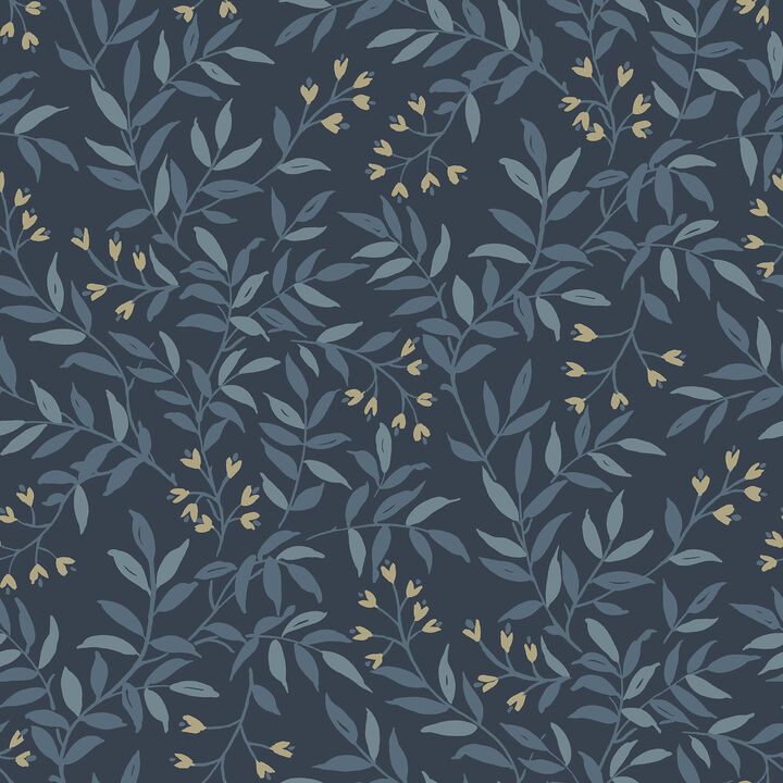 Senna Navy Budding Vines Wallpaper (Set of 2)