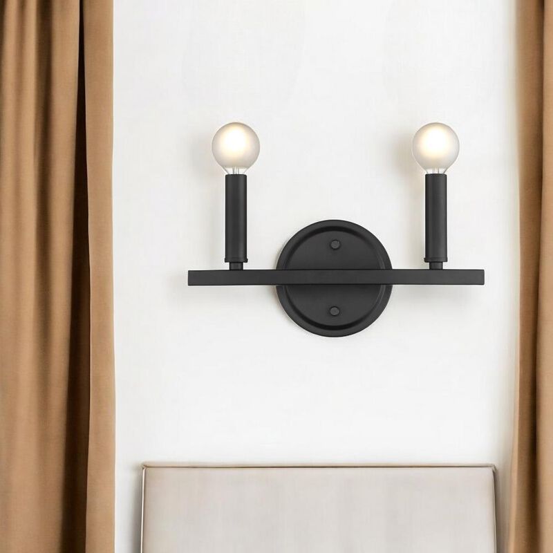 Hivvago Two Light Matte Black Wall Sconce