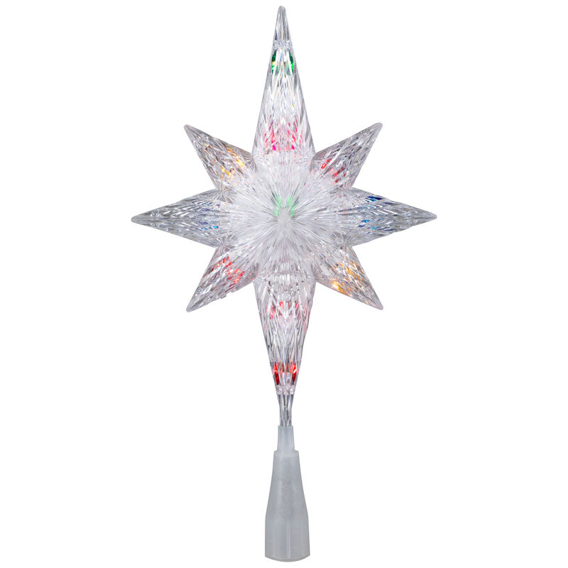 11" Lighted Clear 8 Point Star of Bethlehem Christmas Tree Topper - Multicolor Lights image number 0