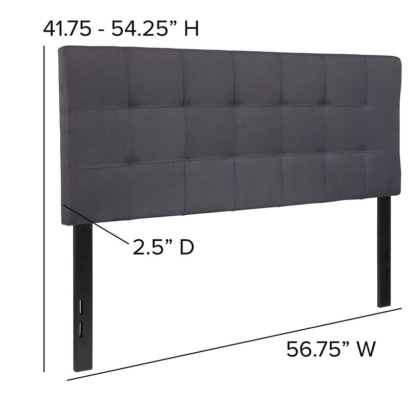 Flash Furniture Bedford Tufted Upholstered Full Size Headboard in Dark Gray Fabric