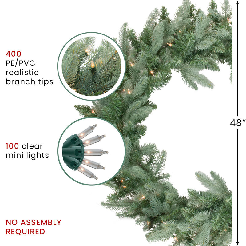 Pre-Lit Washington Frasier Fir Artificial Christmas Wreath  48 inch - Clear Lights image number 5